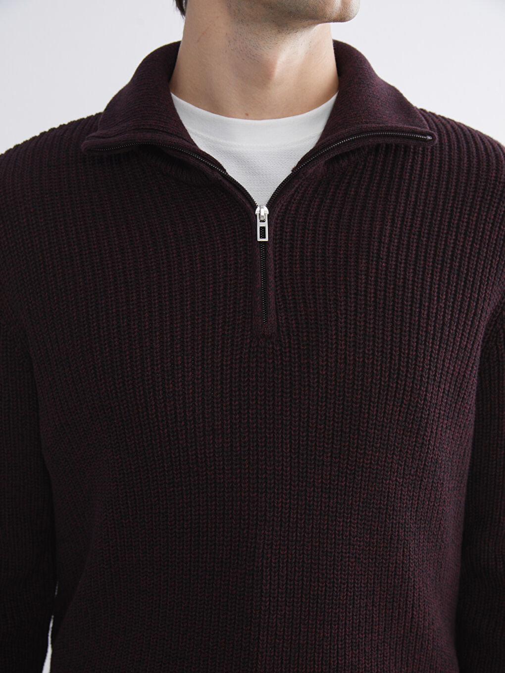 Ерлерге арналған трикотаж жемпір биік жағалы сыдырмалы-2