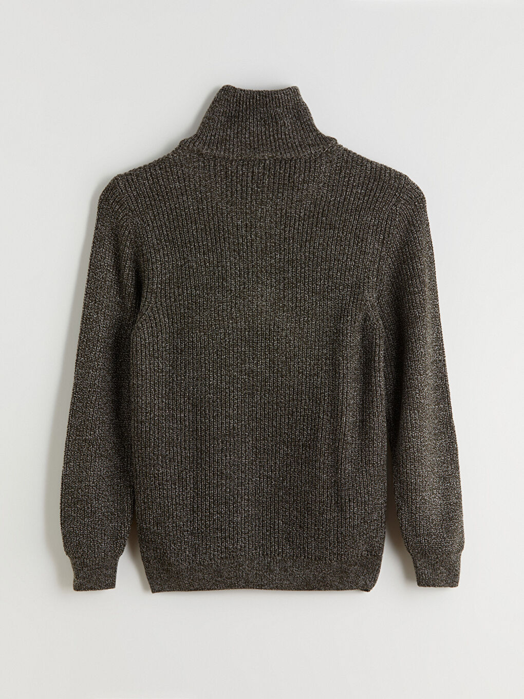 Haki Dik Yaka Erkek Triko Kazak-5