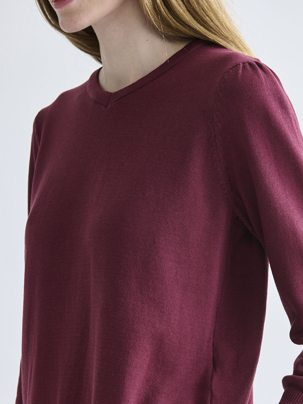V Neck Women's Knitwear Sweater-2