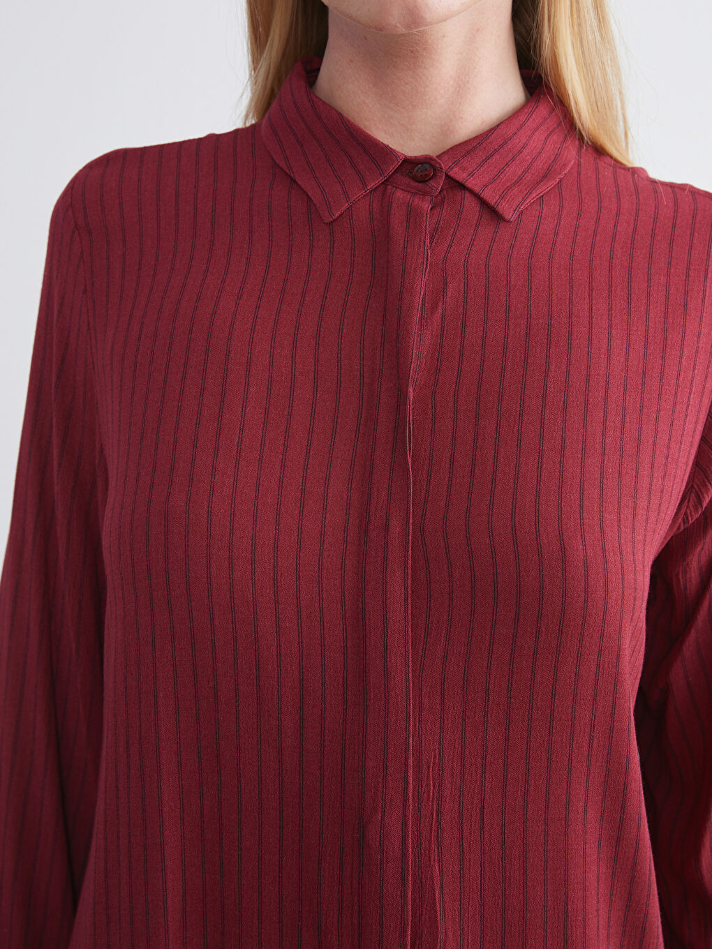 Полосатая женская рубашка-туника-3