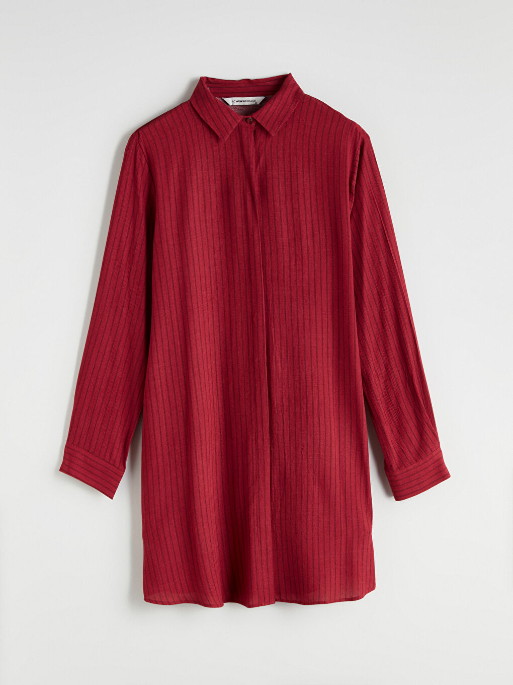 Полосатая женская рубашка-туника-6