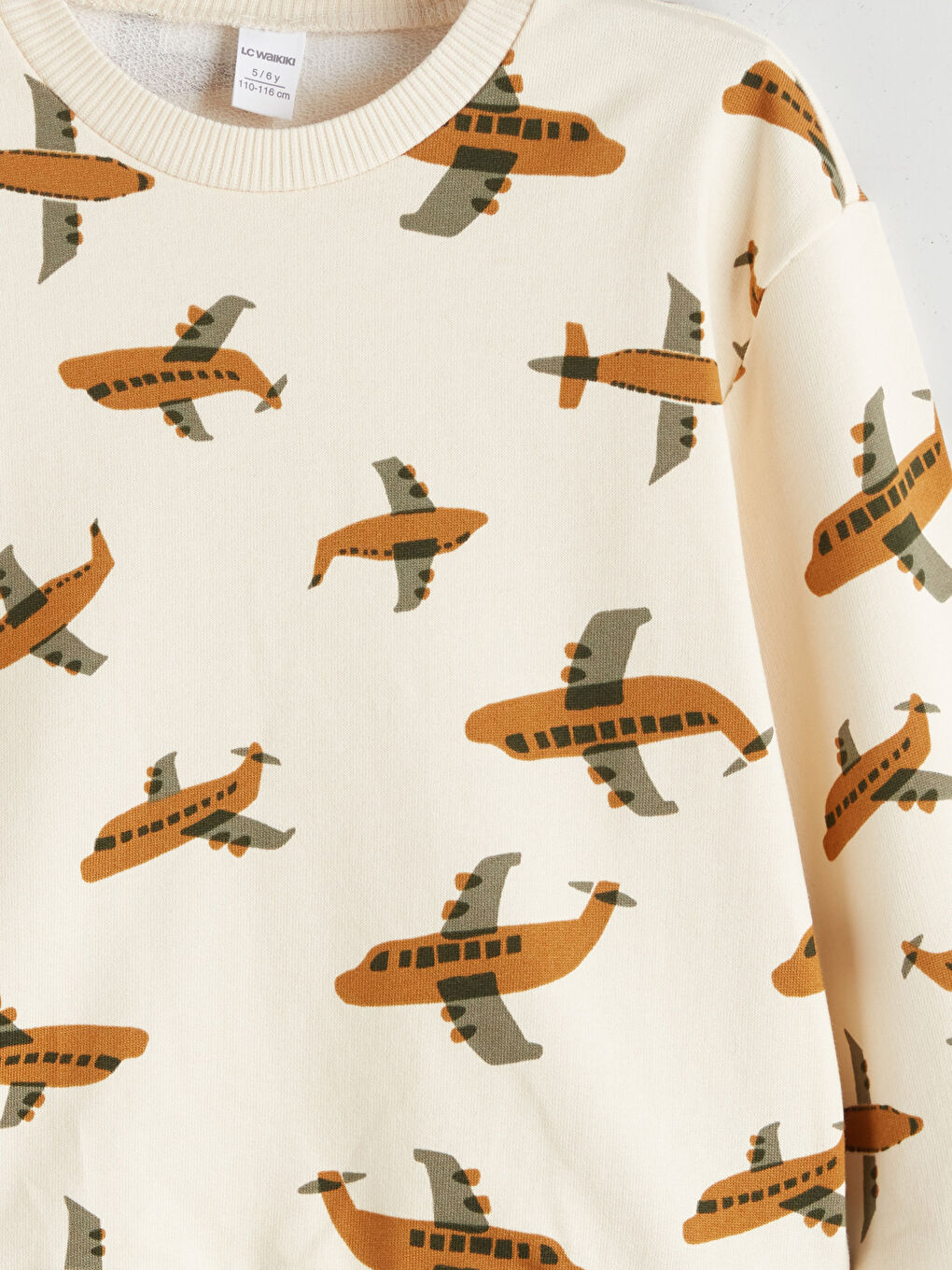 Ekru Baskılı Erkek Çocuk Sweatshirt ve Pantolon 2'li-5