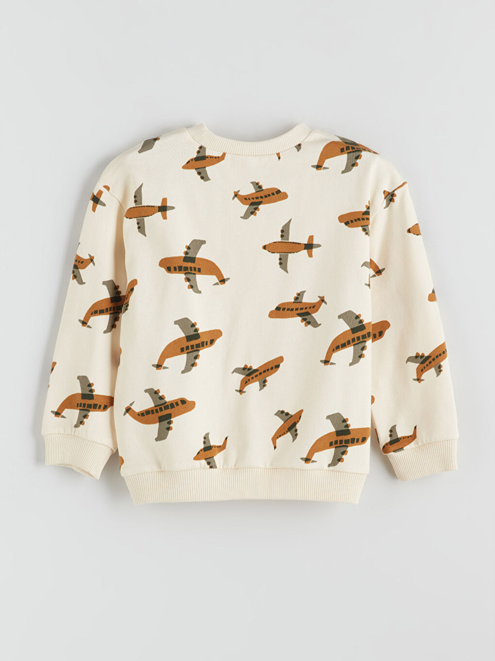 Ekru Bisiklet Yaka Baskılı Erkek Çocuk Sweatshirt ve Eşofman Alt 2'li-2