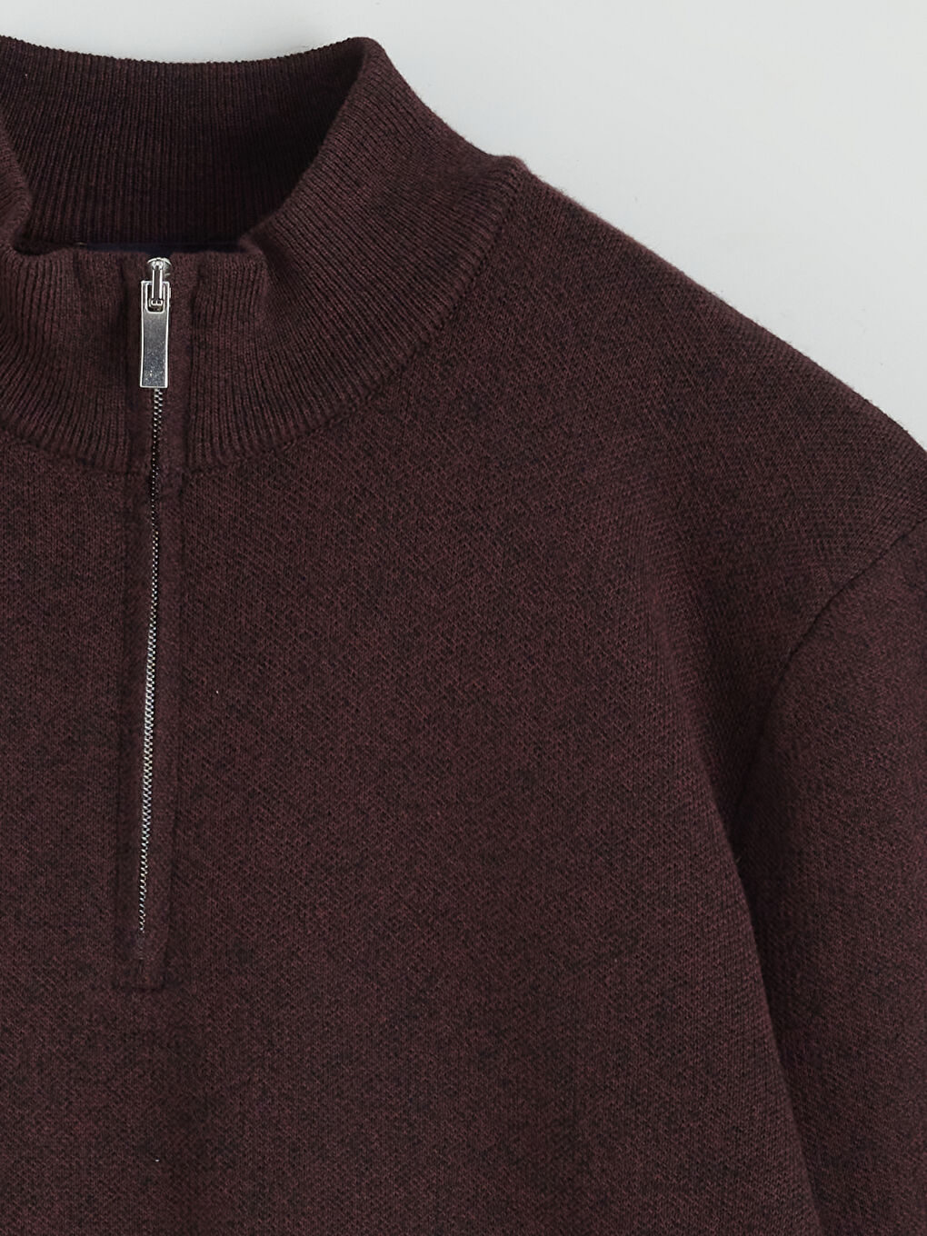 Bordo Dik Yaka Erkek Triko Kazak-6