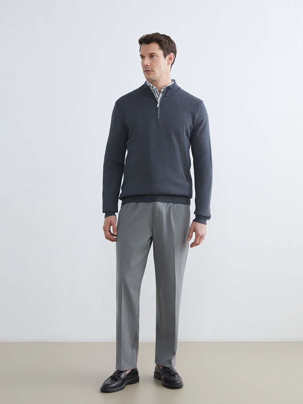 Funnel Neck Men's Knitwear Sweater-1