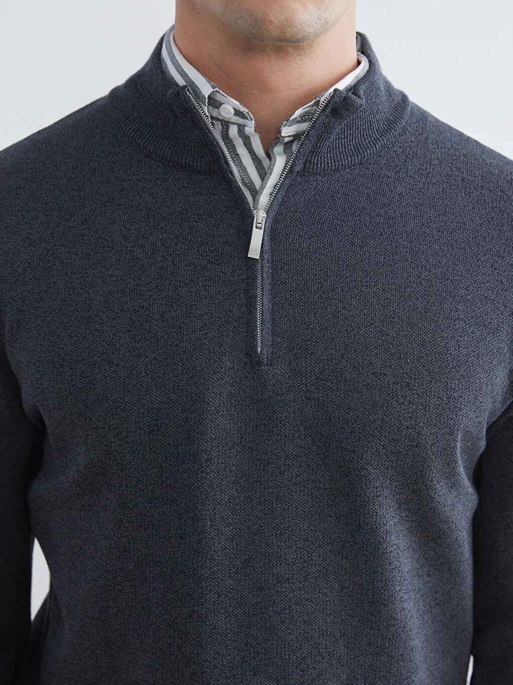 Funnel Neck Men's Knitwear Sweater-2