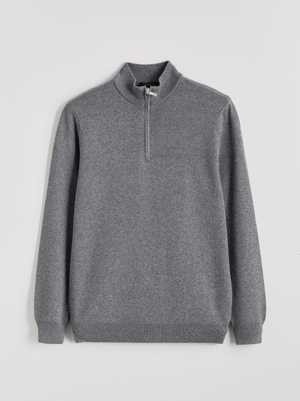 Gri Dik Yaka Erkek Triko Kazak-4