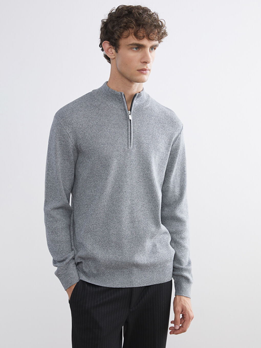 كنزة صوفية انثراسايت / رمادي داكن رجل