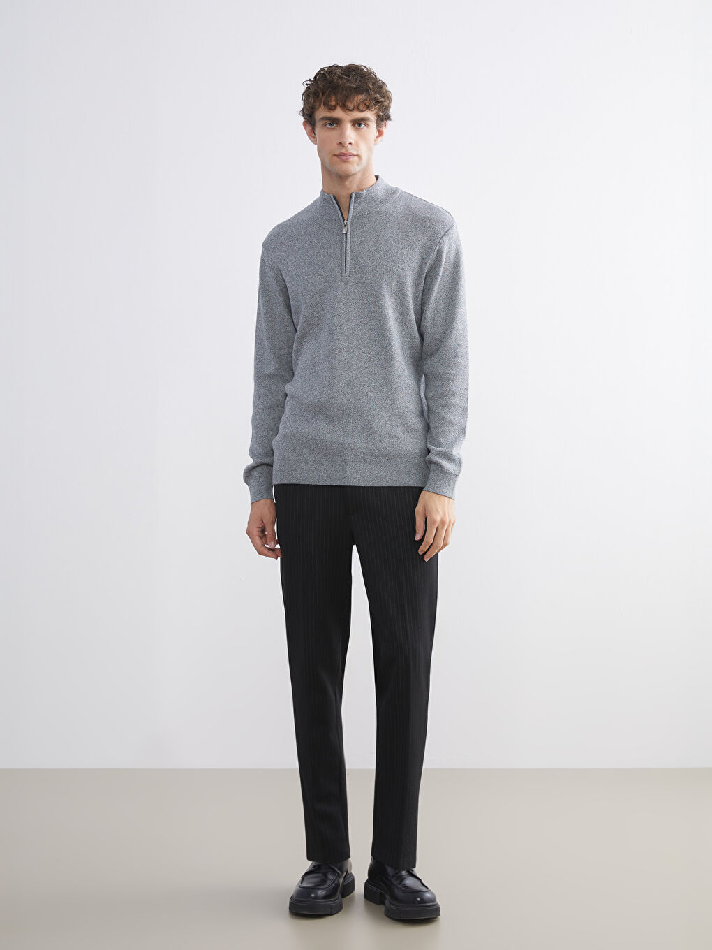 كنزة صوفية انثراسايت / رمادي داكن رجل-1