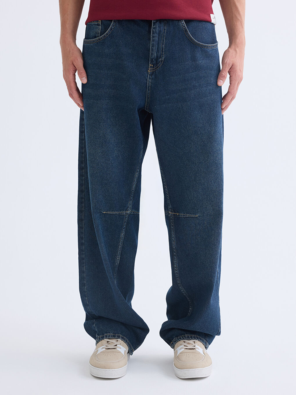 İndigo Rahat Kalıp Erkek Jean Pantolon-1