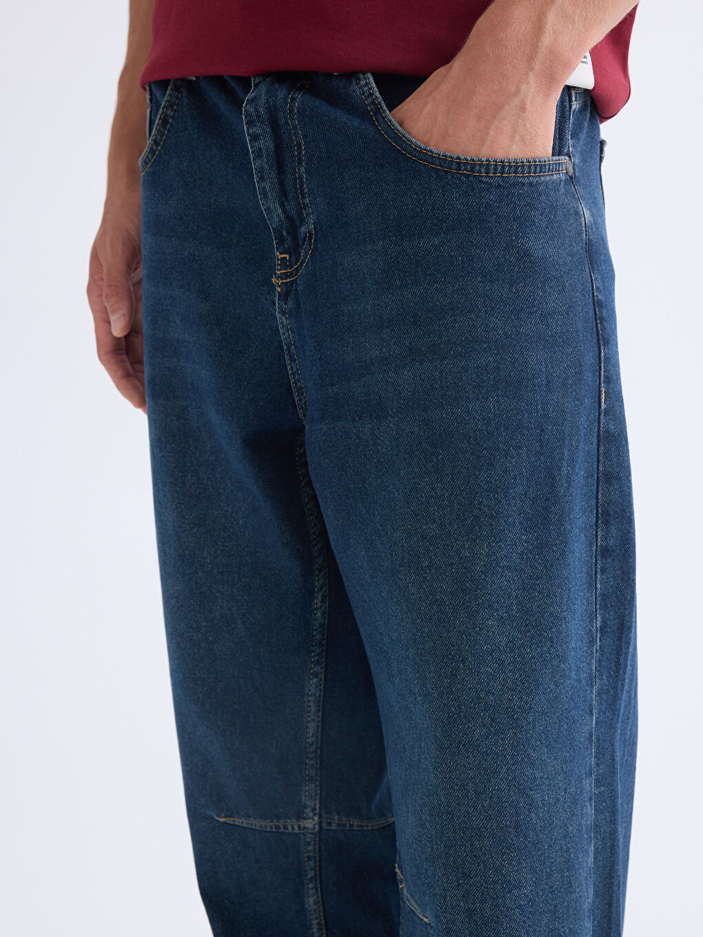 İndigo Rahat Kalıp Erkek Jean Pantolon-3