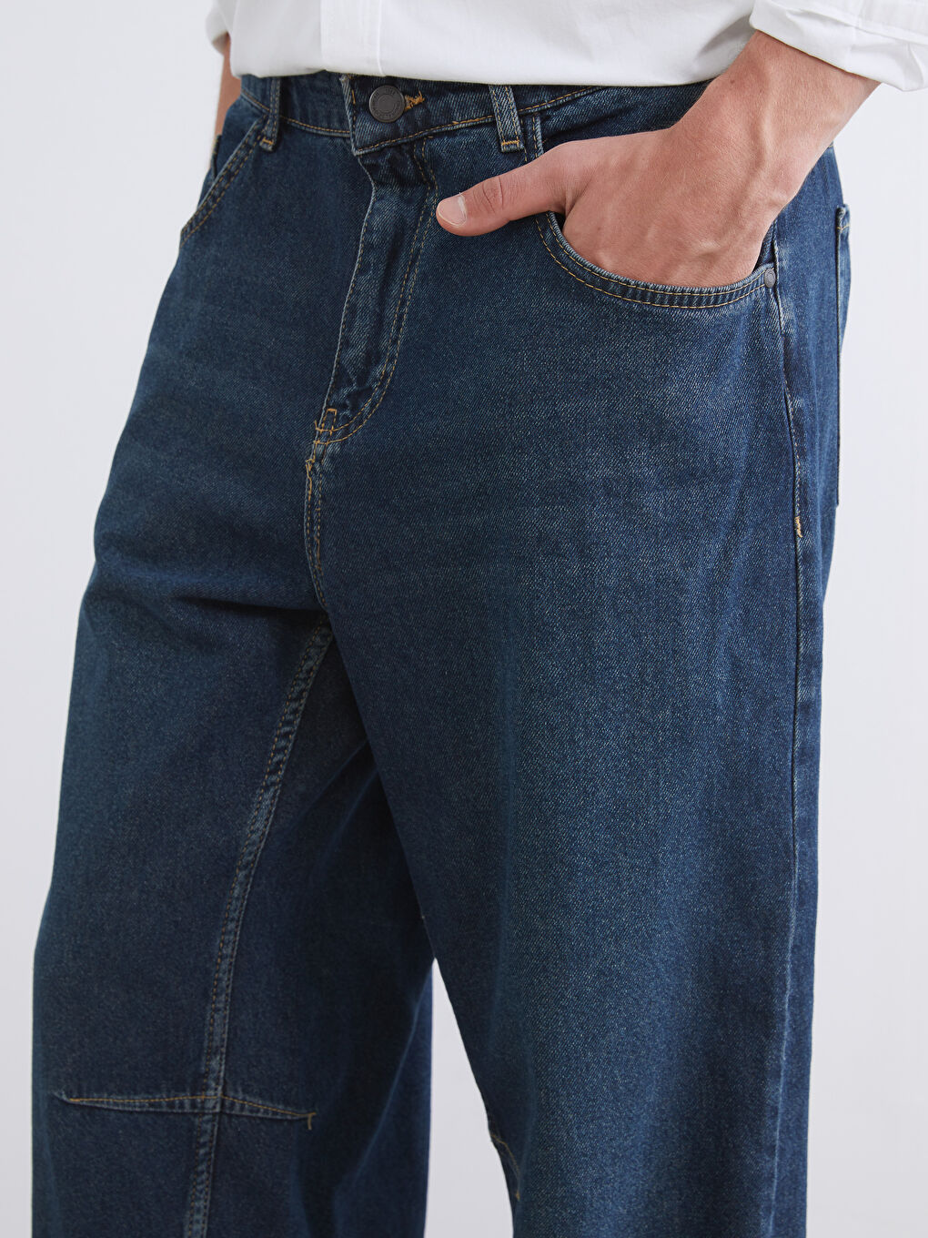 İndigo Rahat Kalıp Erkek Jean Pantolon-2