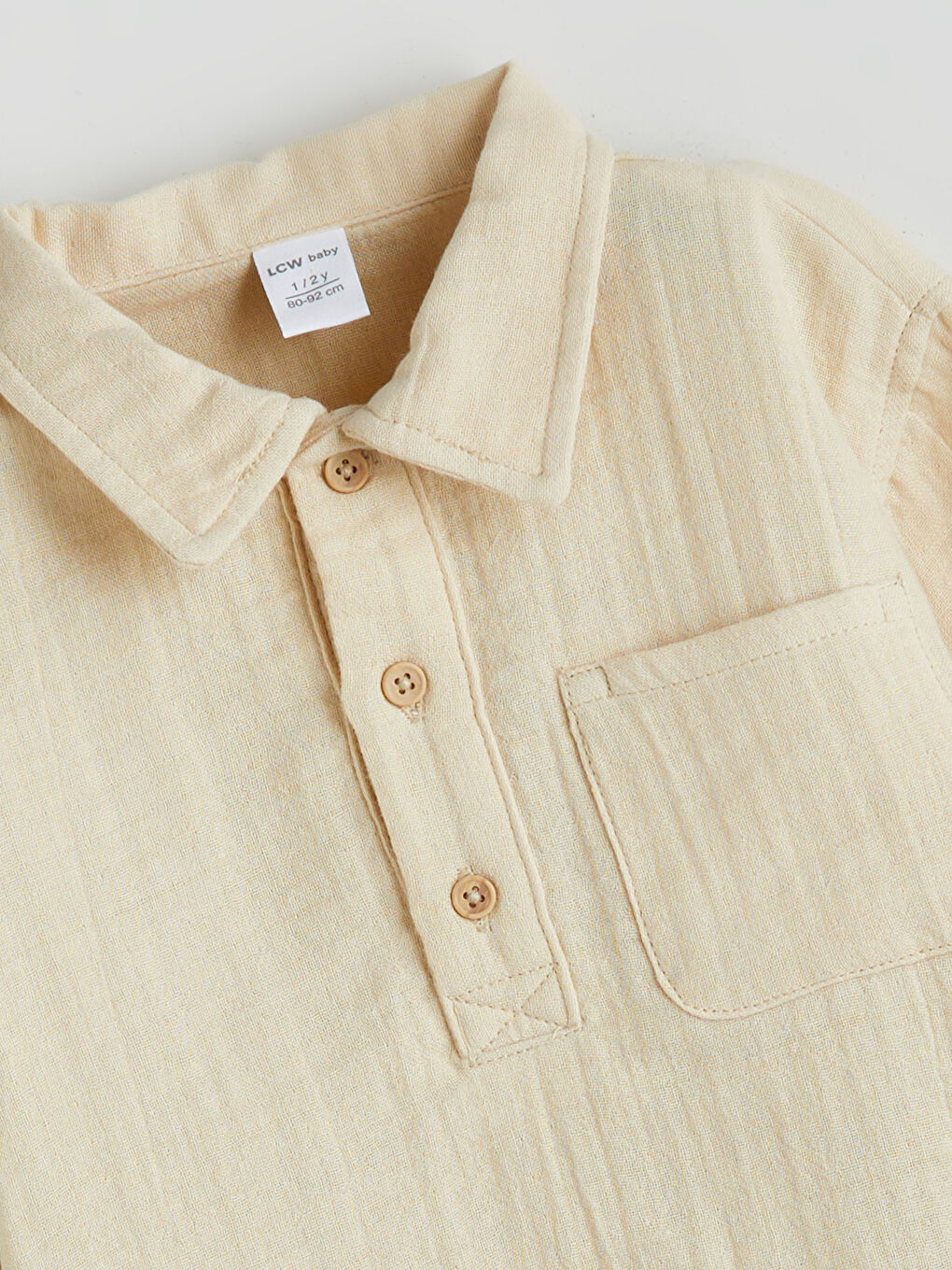 Bej Erkek Bebek Gömlek ve Pantolon 2'li Takım-5