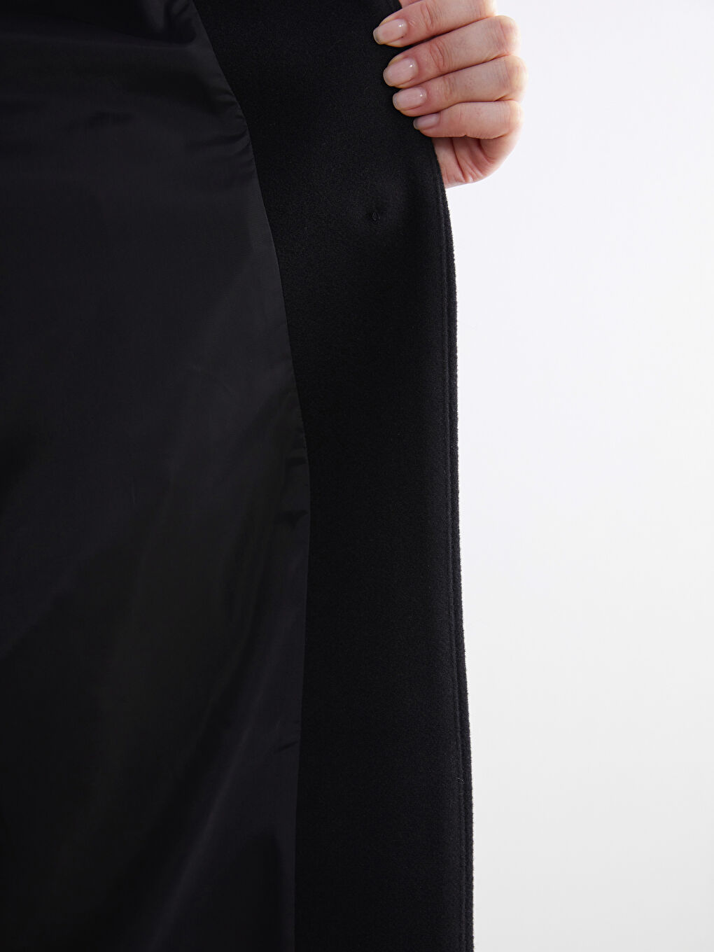 Siyah Çıkarılabilir Şal Yaka Kadın Kaşe Kaban-3