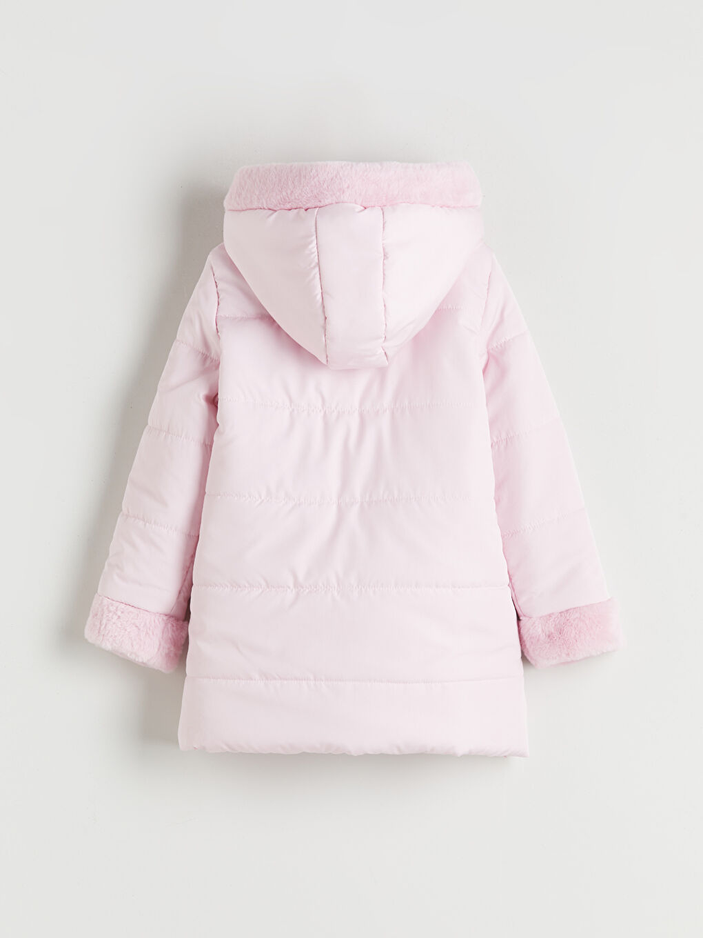 Pembe Kapüşonlu Kız Çocuk Mont-1