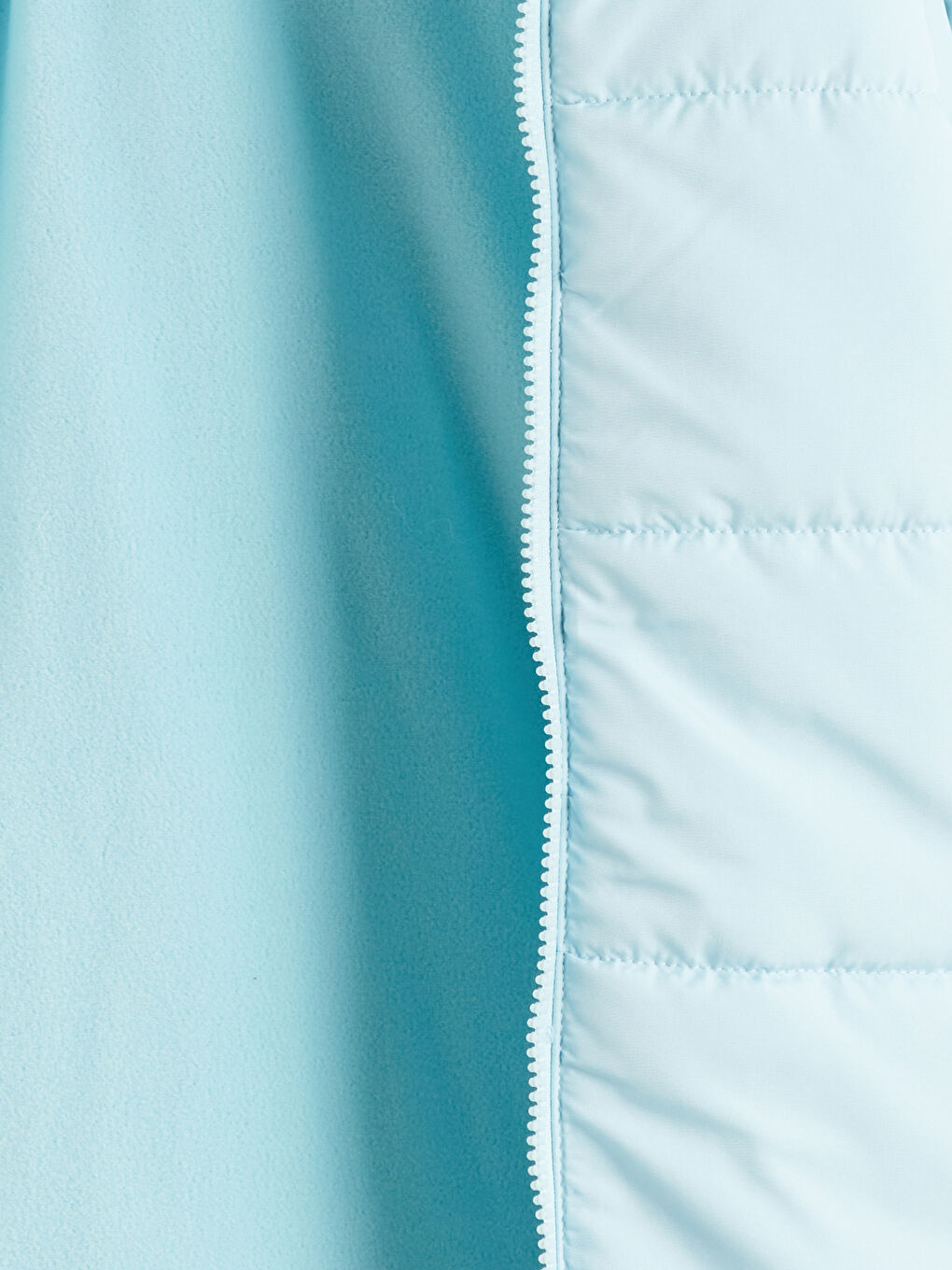 Mavi Kapüşonlu Kız Çocuk Mont-1