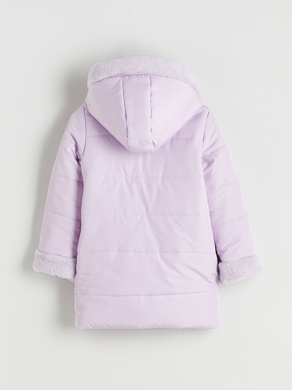Lila Kapüşonlu Kız Çocuk Mont-2
