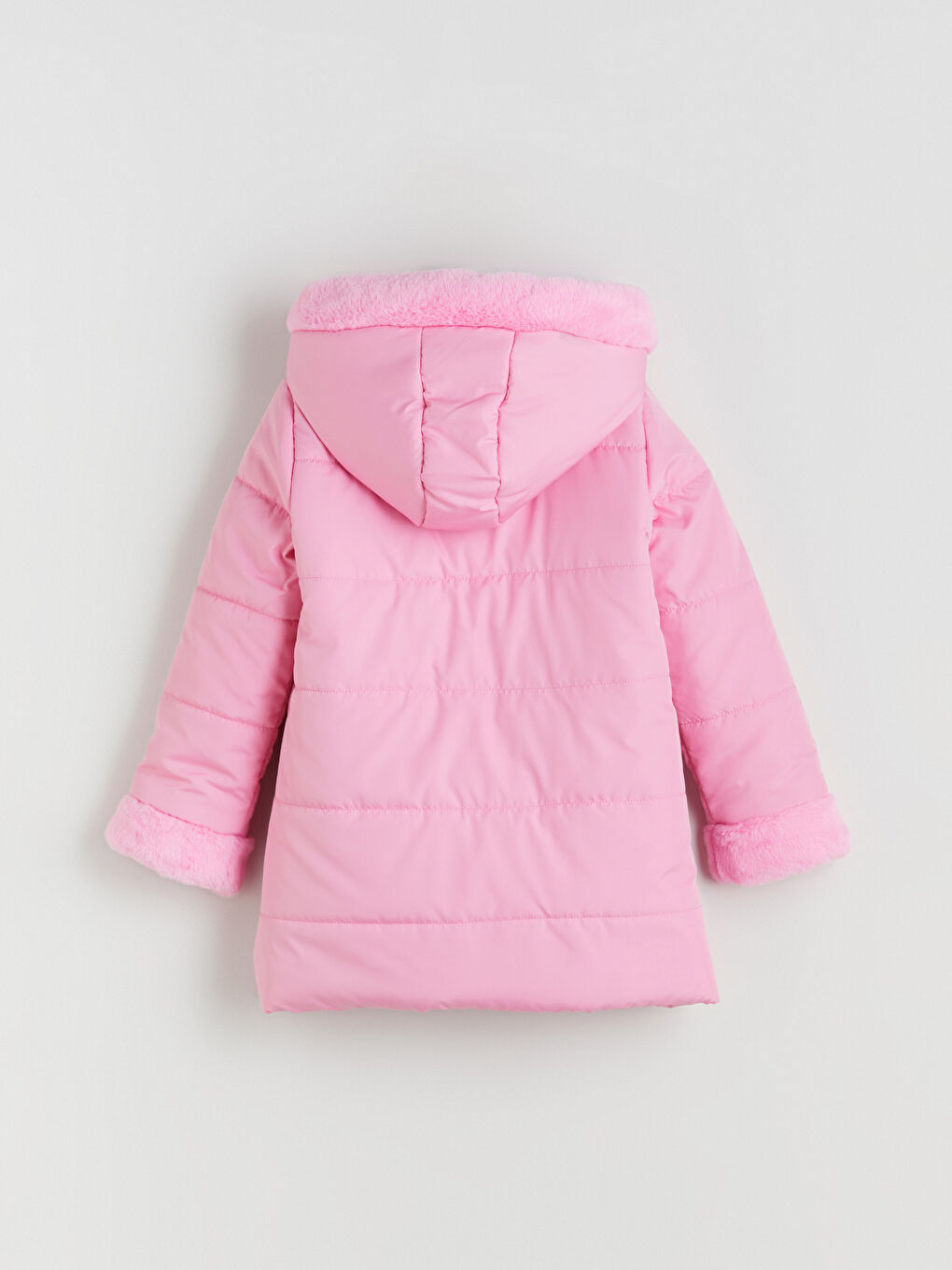 Pembe Kapüşonlu Kız Çocuk Mont-2