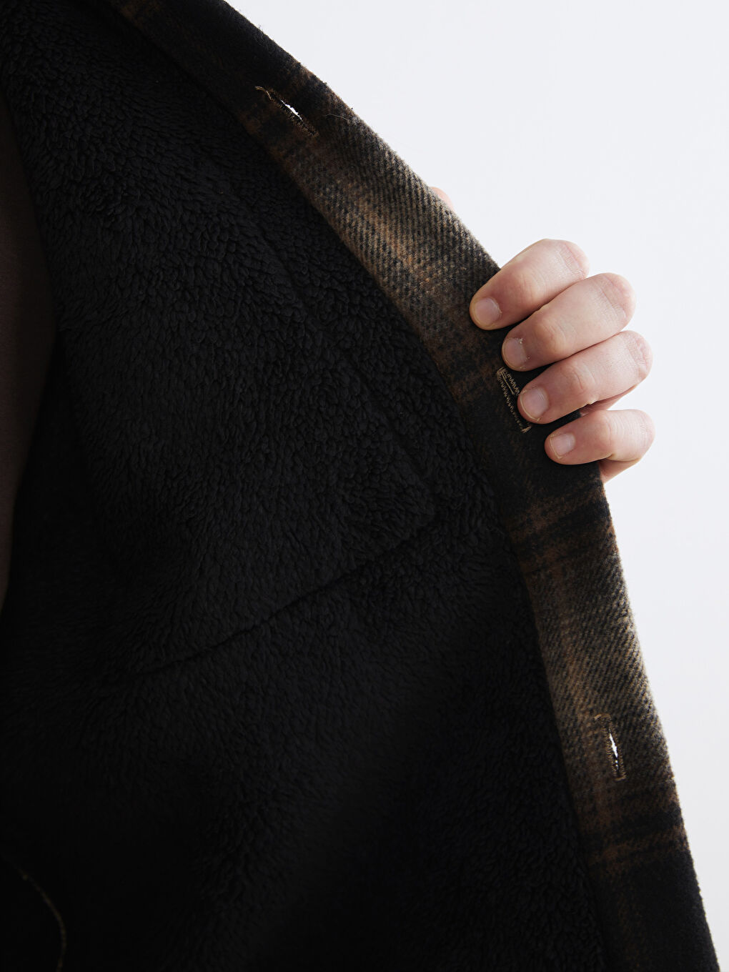 Regular Fit Wool Blend Plaid Men's Shirt Jacket-4