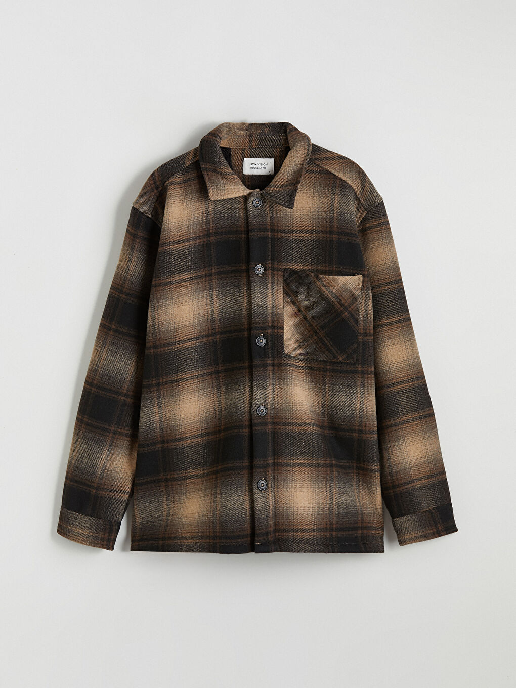 Regular Fit Wool Blend Plaid Men's Shirt Jacket-6