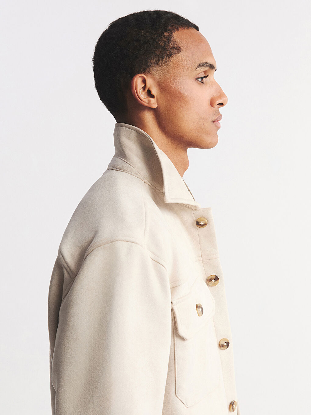 Collared Neck Men's Shirt Jacket-2