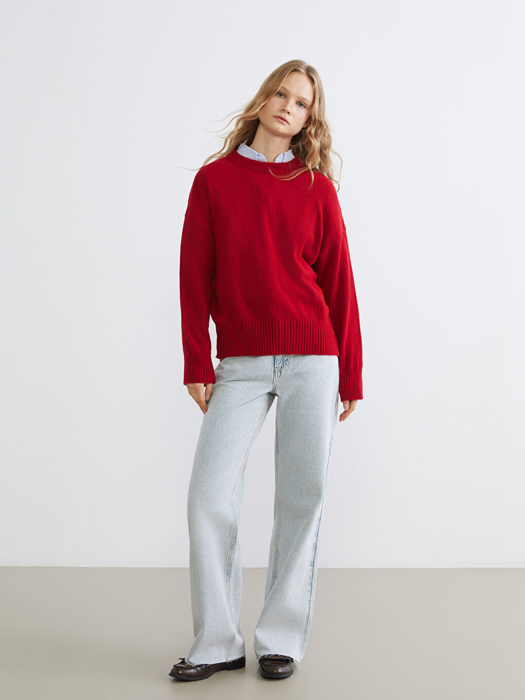 Crew Neck Oversize Women's Knitwear Sweater-1