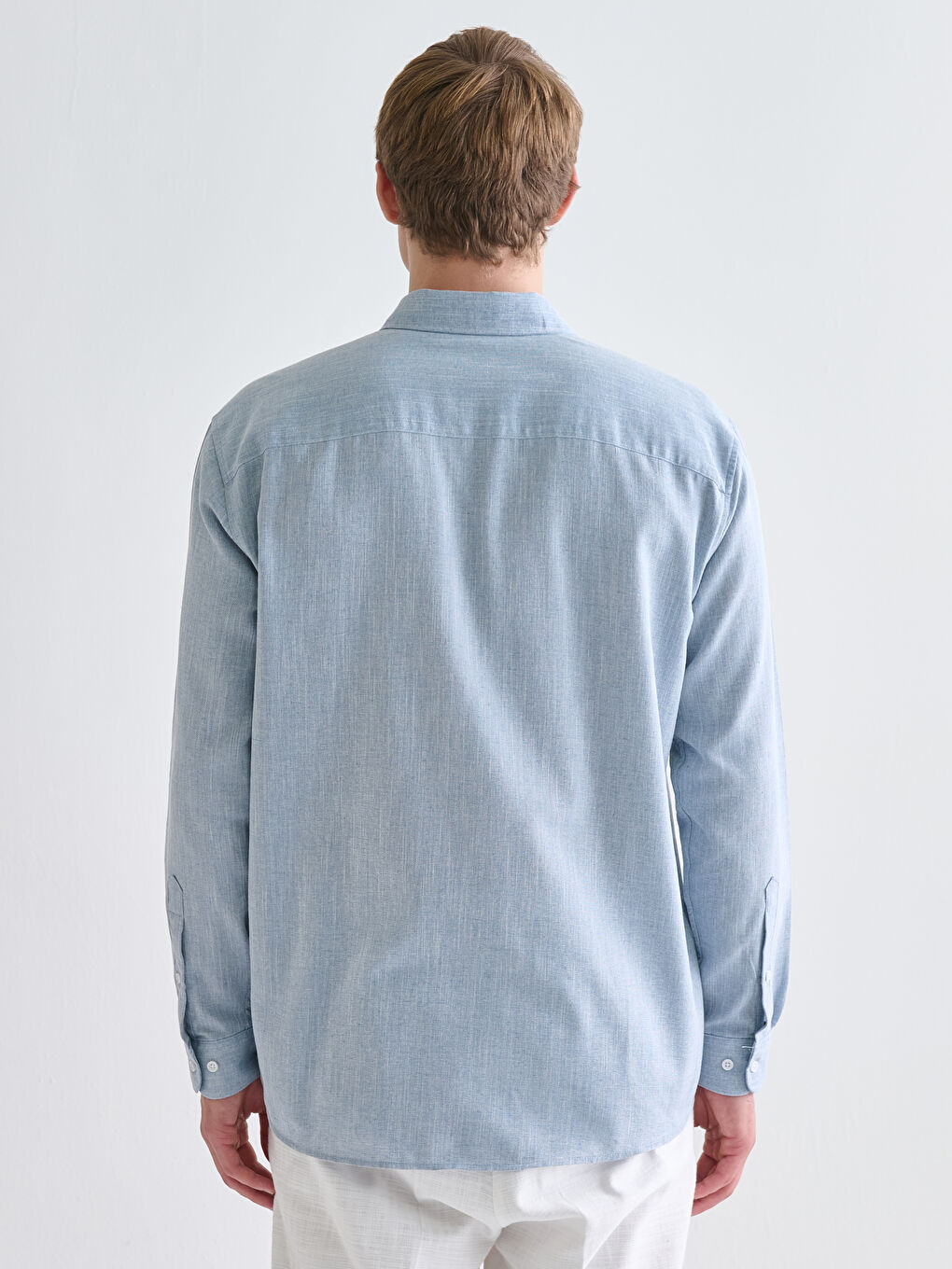 Regular Fit Long Sleeve Dobby Fabric Men's Shirt-3