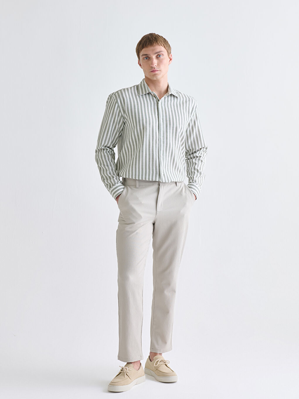 Regular Fit Long Sleeve Striped Men's Shirt-1