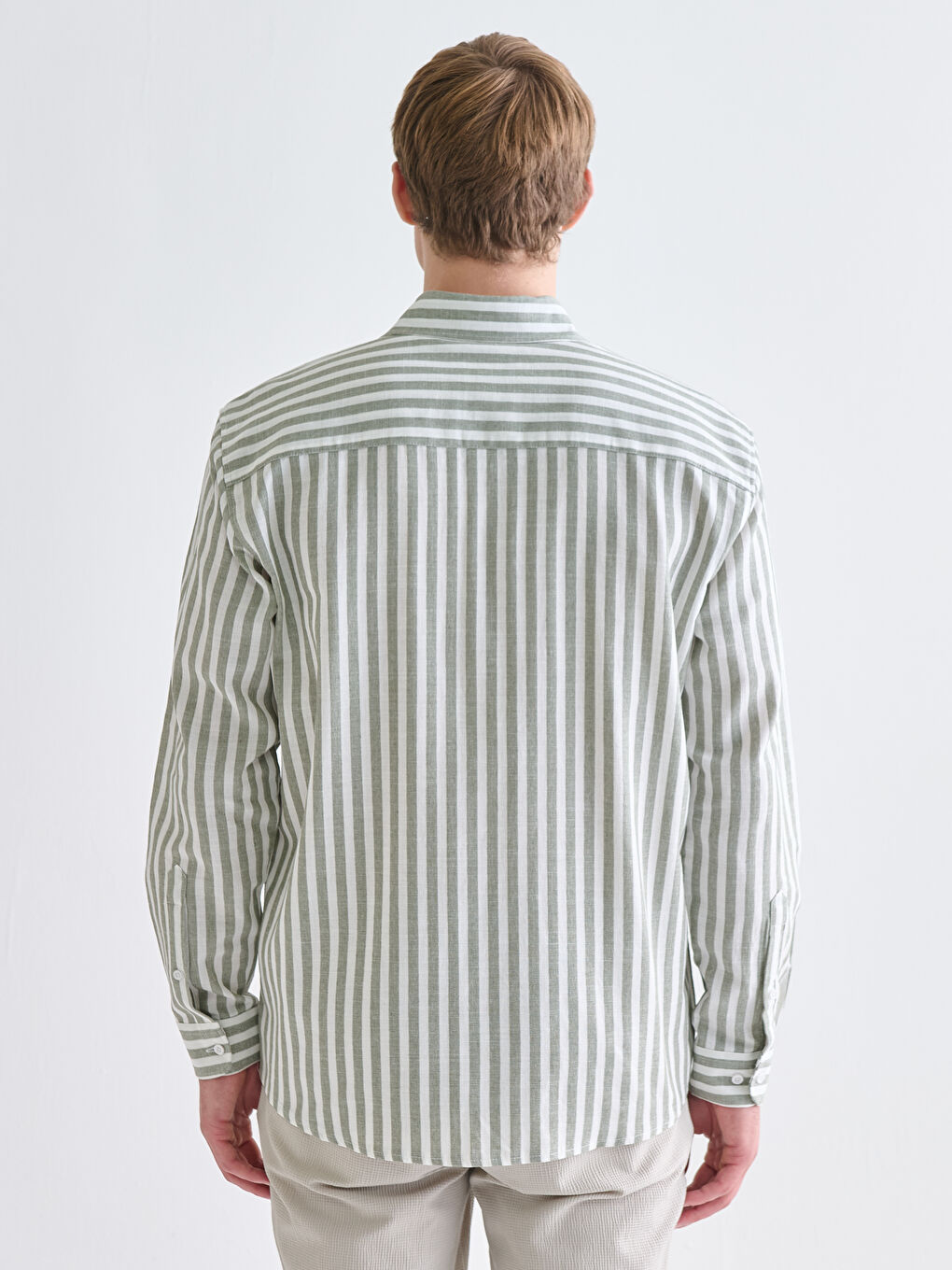 Regular Fit Long Sleeve Striped Men's Shirt-3