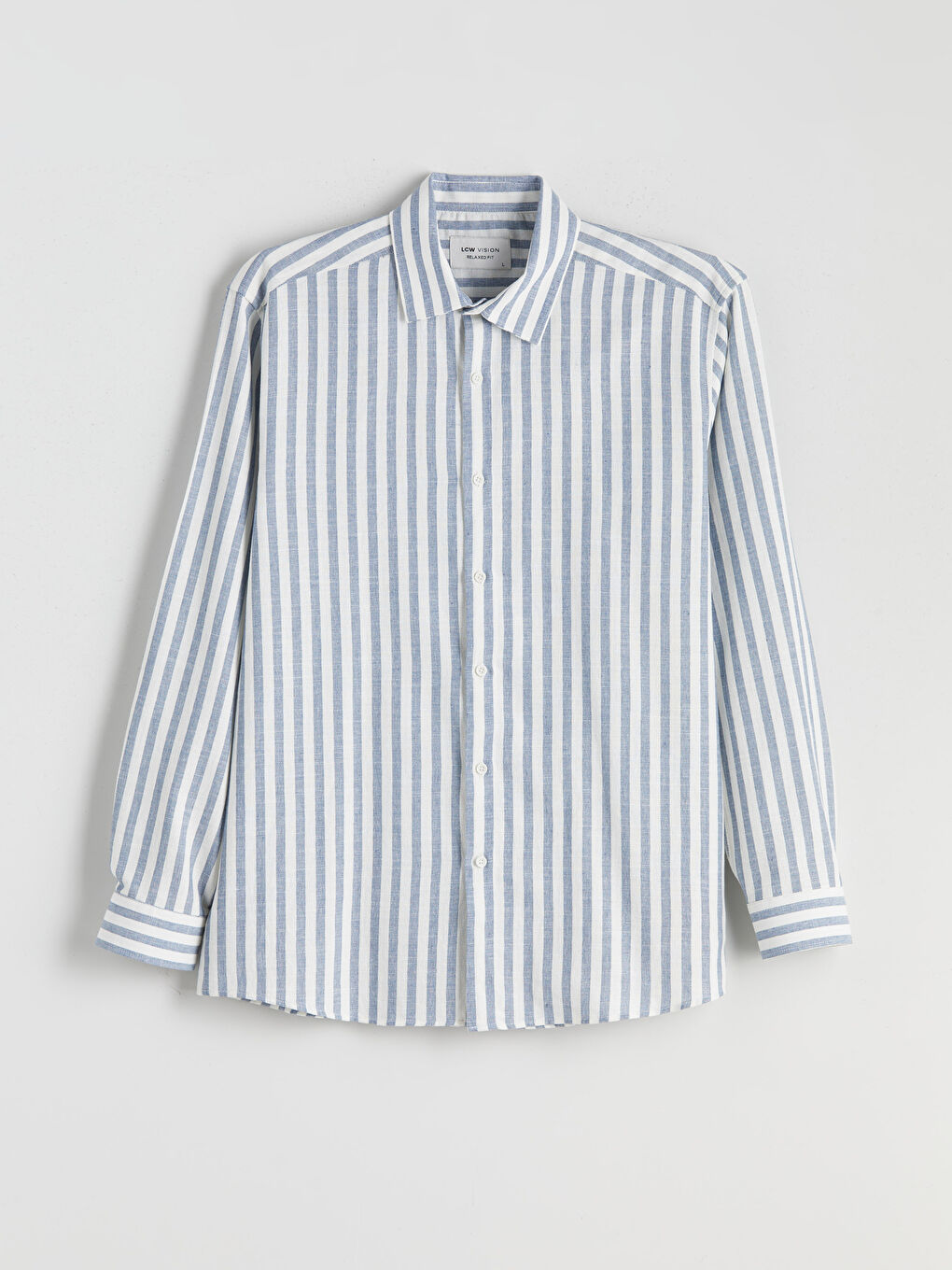 LCW Vision Regular Fit Long Sleeve Striped Men's Shirt -W5I463Z8-LGB
