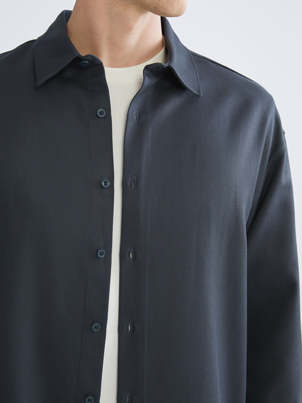 Petrol Slim Fit Uzun Kollu Erkek Gömlek-2