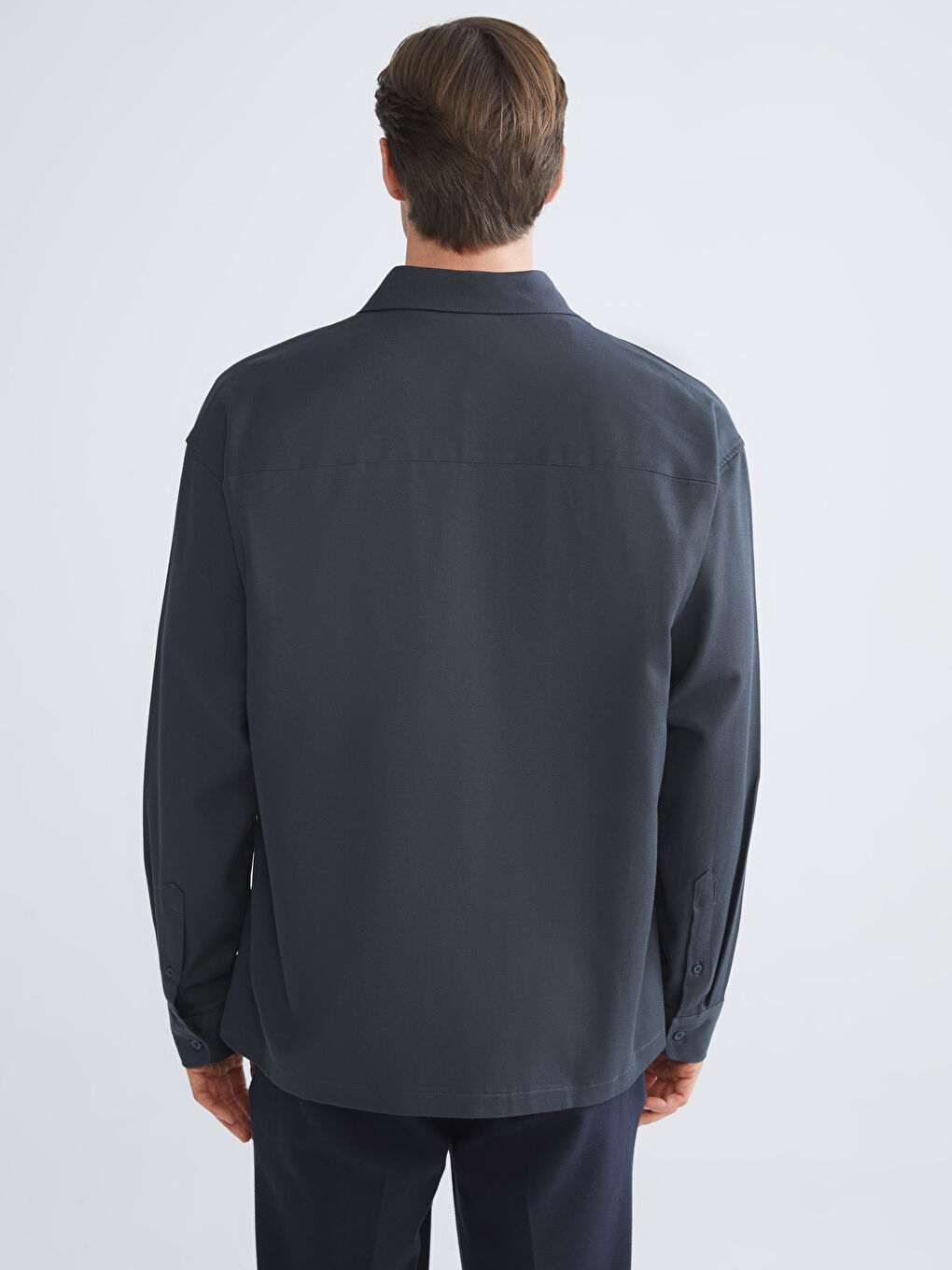 Petrol Slim Fit Uzun Kollu Erkek Gömlek-3