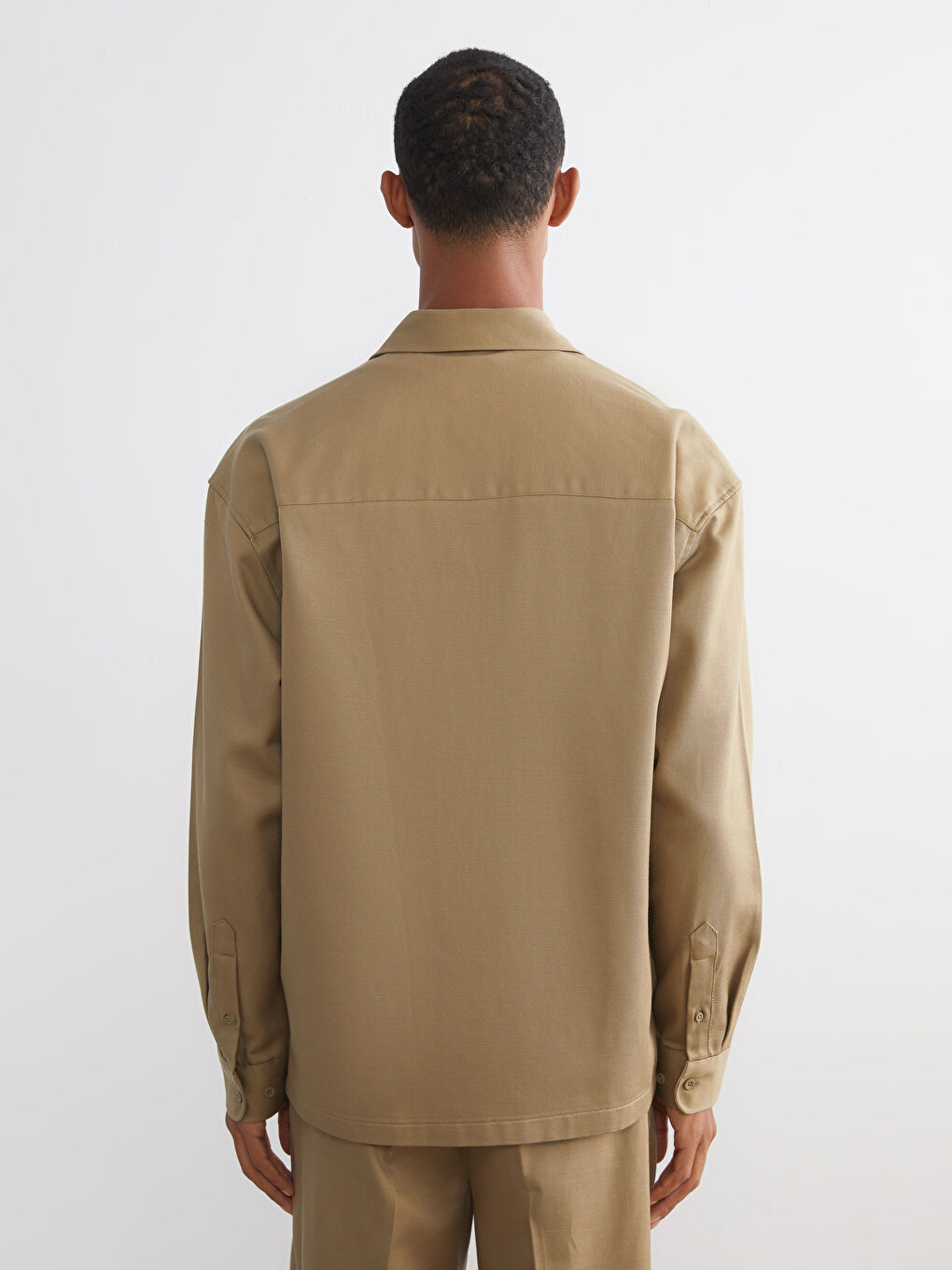 Bej Slim Fit Uzun Kollu Erkek Gömlek-3