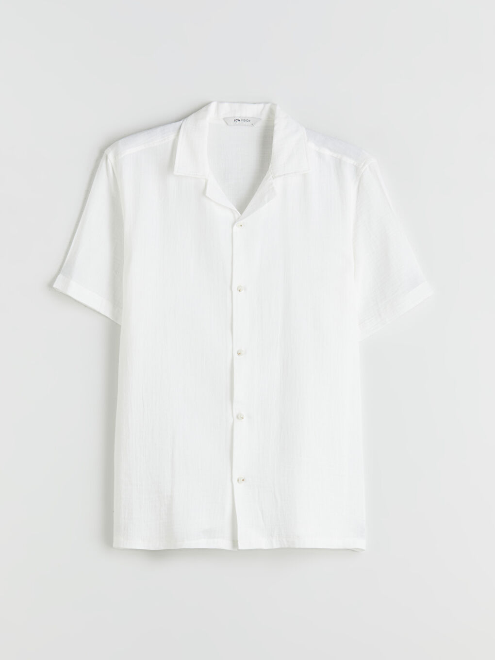 Ekru Standart Fit Kısa Kollu Erkek Gömlek-4