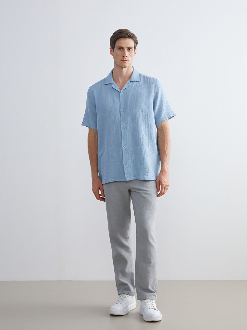 Mavi Standart Fit Kısa Kollu Erkek Gömlek-1