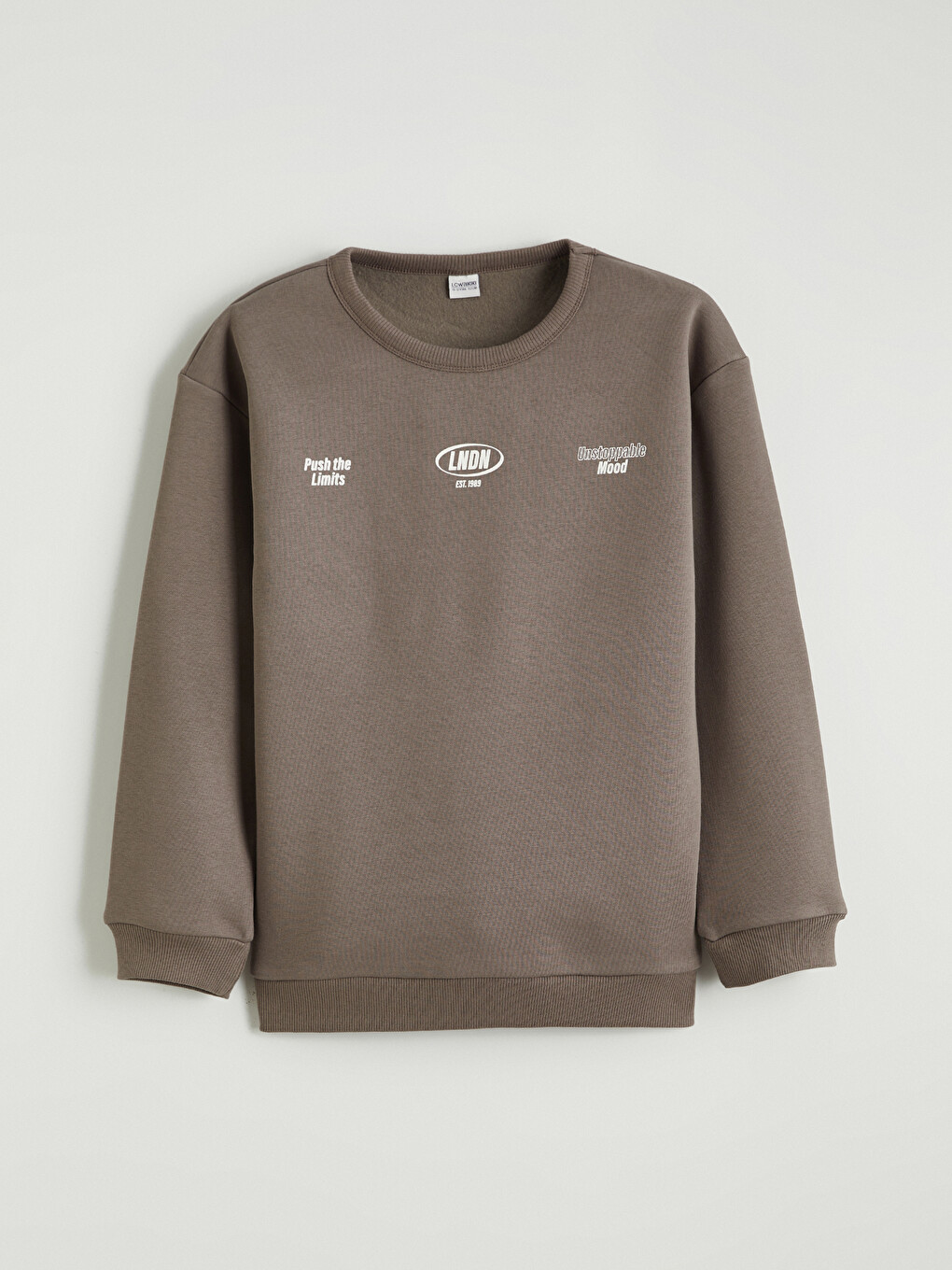 Kahverengi Bisiklet Yaka Baskılı Erkek Çocuk Sweatshirt-1