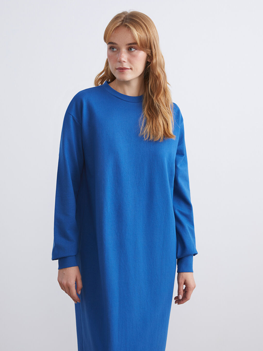 Mavi Bisiklet Yaka Sweatshirt Elbise-1