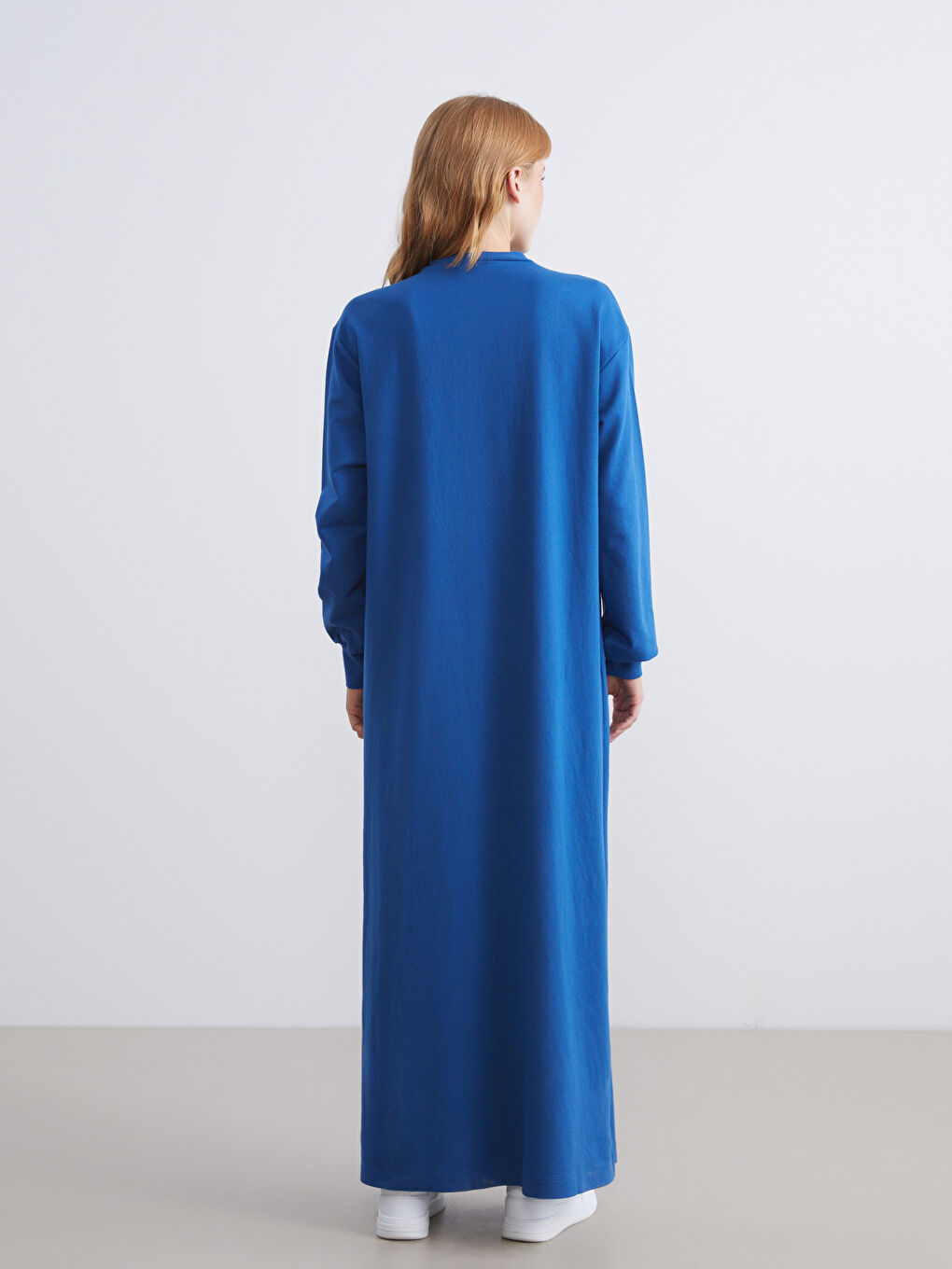 Mavi Bisiklet Yaka Sweatshirt Elbise-3