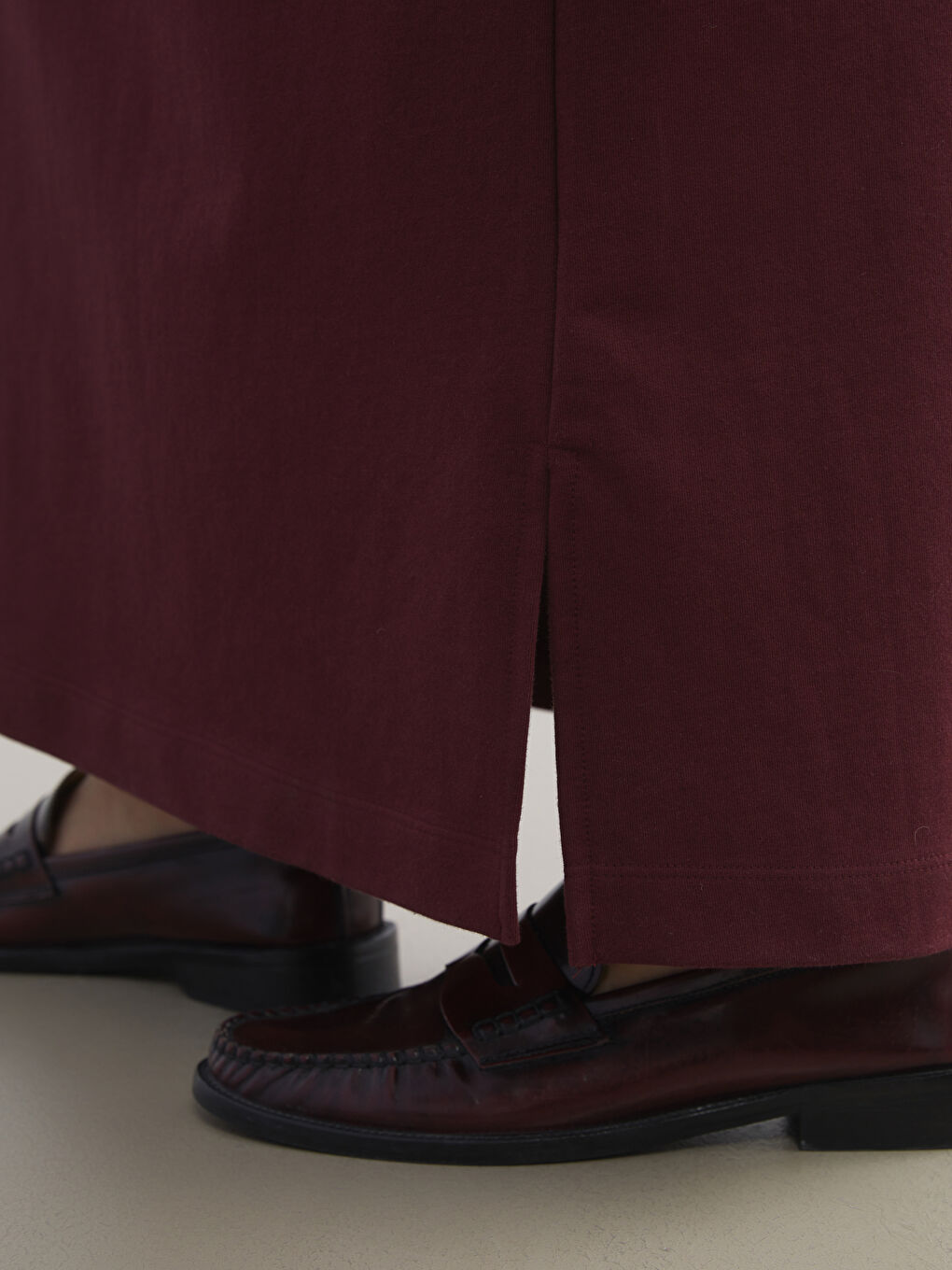 Bordo Bisiklet Yaka Sweatshirt Elbise-2