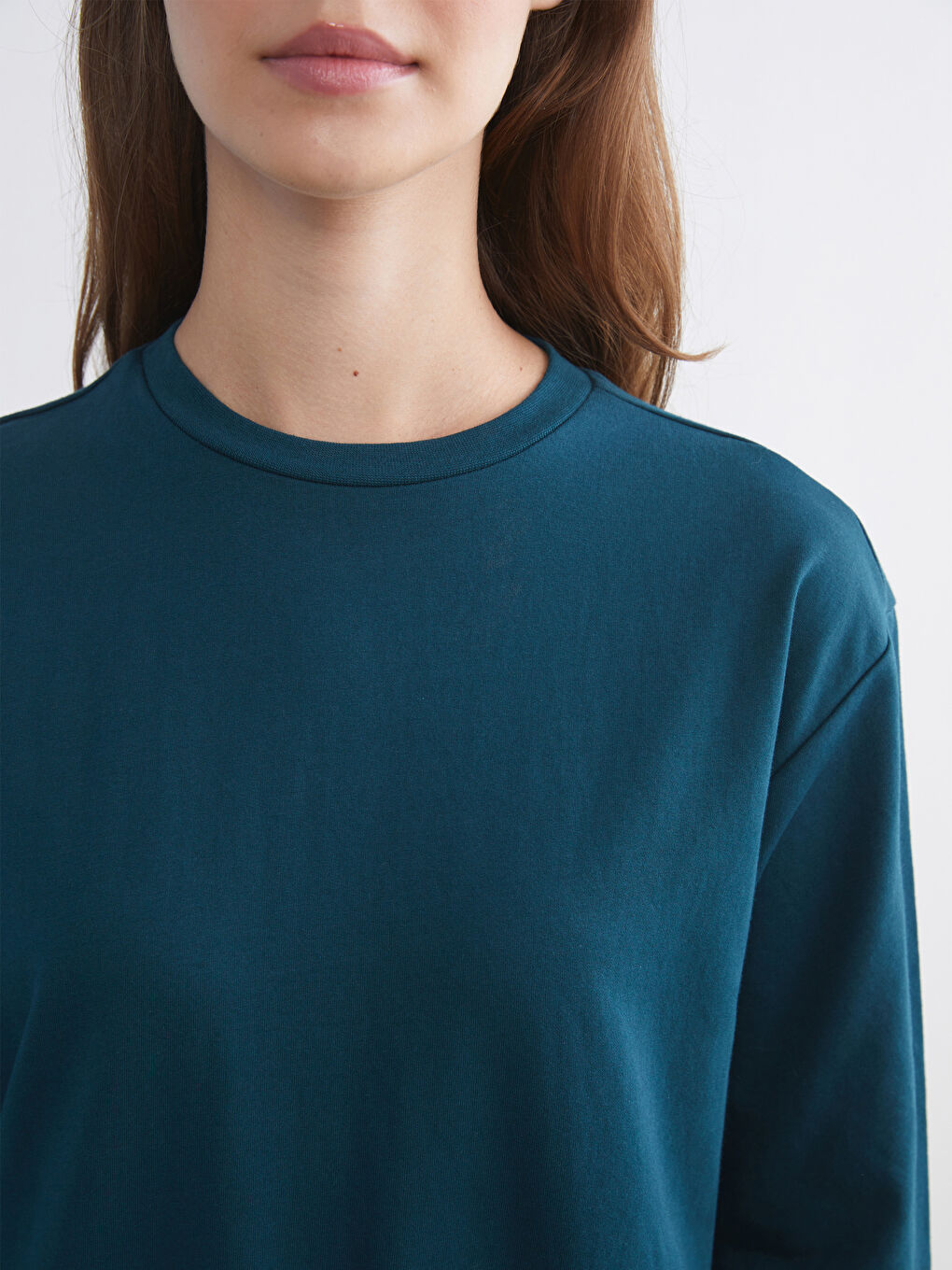 Petrol Bisiklet Yaka Sweatshirt Elbise-2