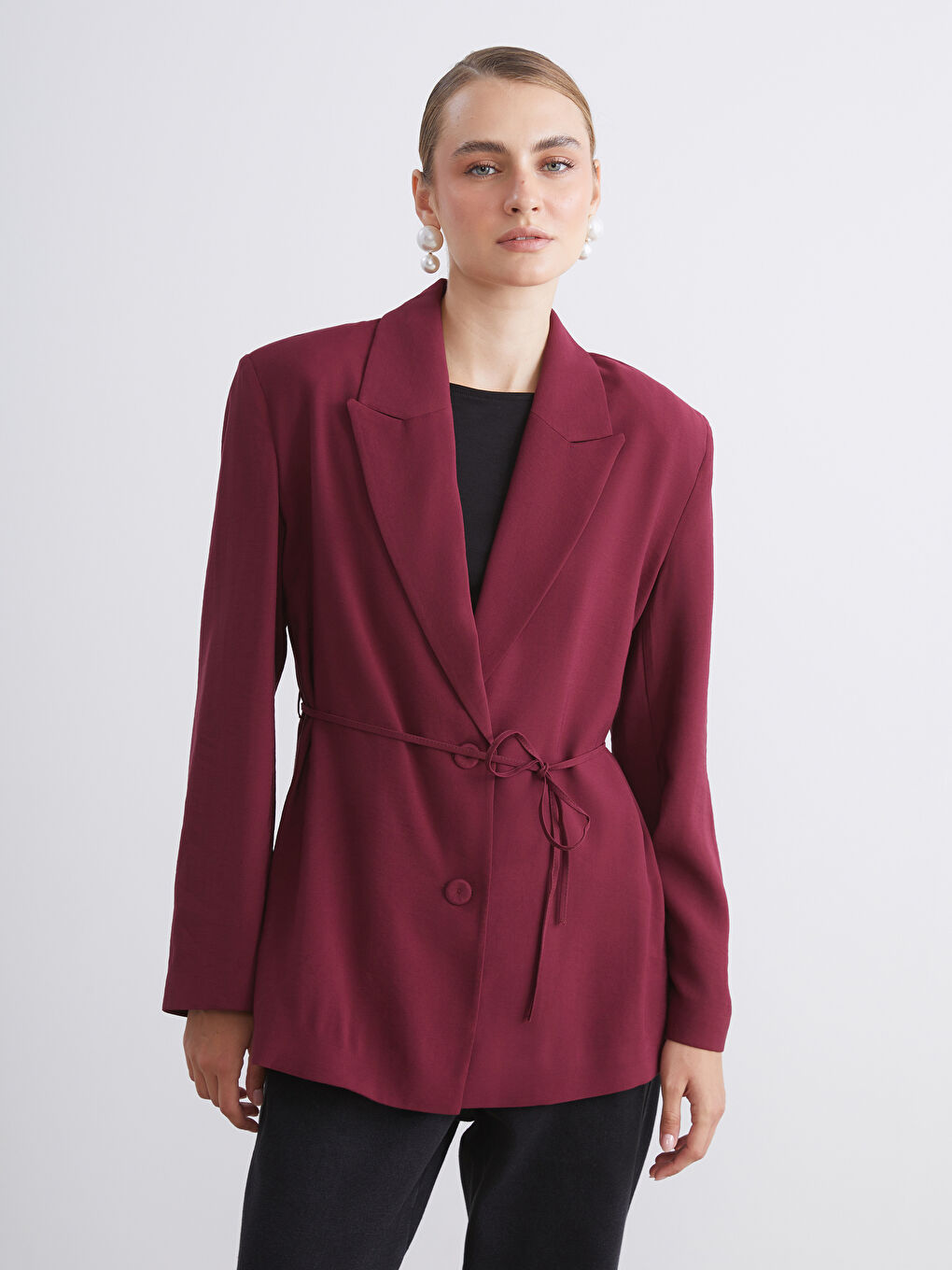 LCW Modest Belted Women's Blazer Jacket -W5I481Z8-DCL