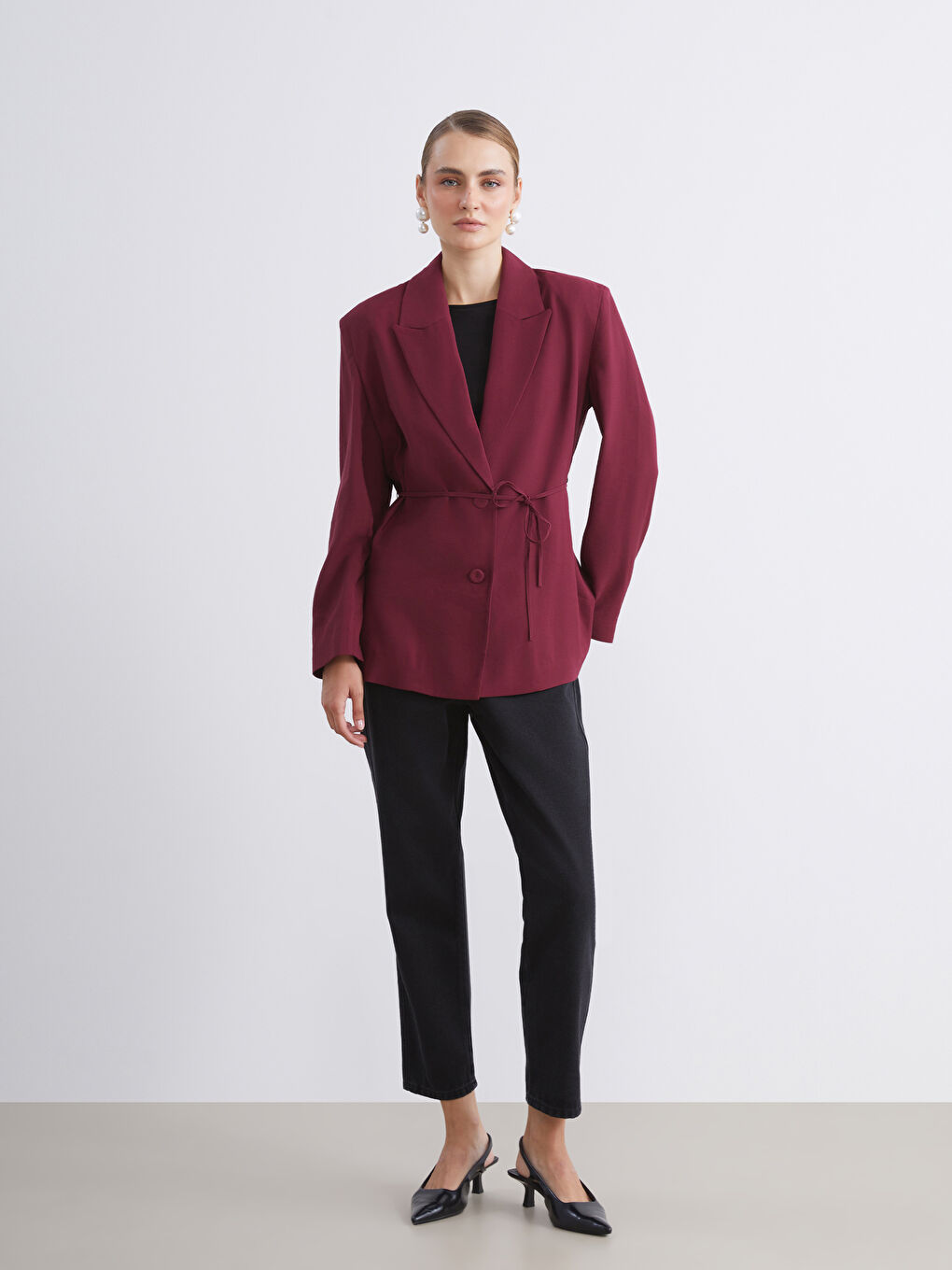 LCW Modest Belted Women's Blazer Jacket -W5I481Z8-DCL