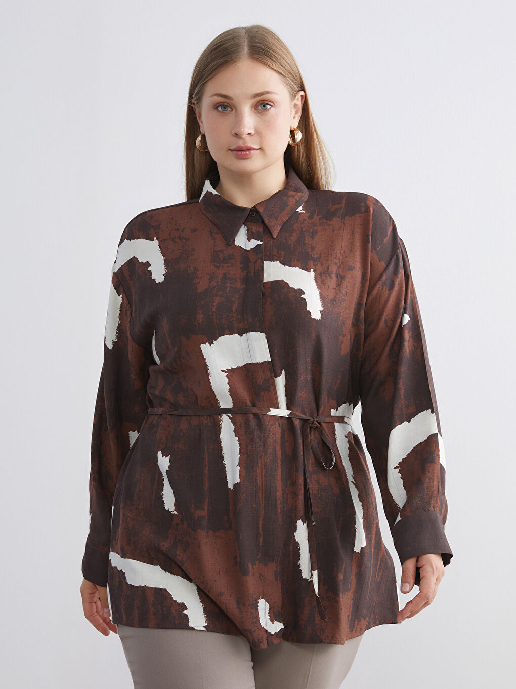 Woman BROWN Shirt Tunic-1