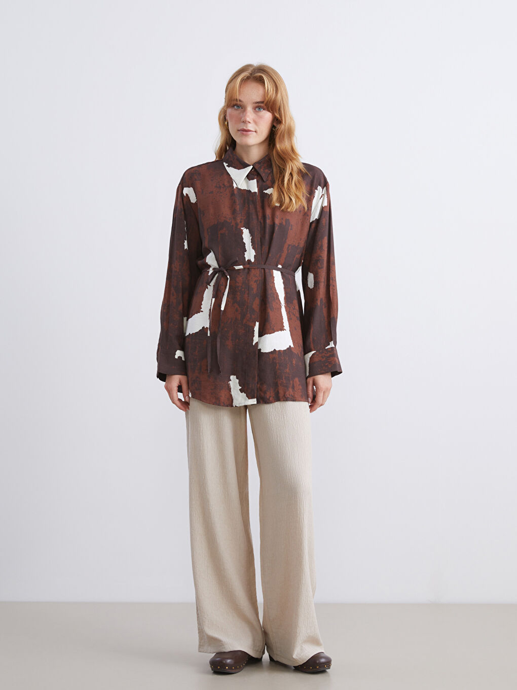 LCW Modest Woman BROWN Shirt Tunic -W5I483Z8-LQY