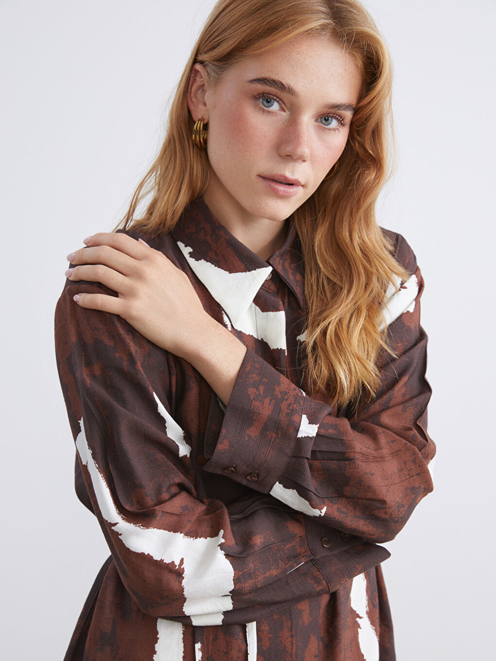 LCW Modest Woman BROWN Shirt Tunic -W5I483Z8-LQY