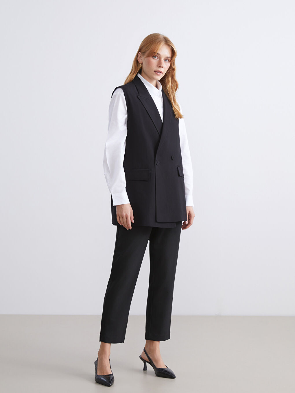 LCW Modest Double Breasted Women's Classic Vest -W5I484Z8-CVL