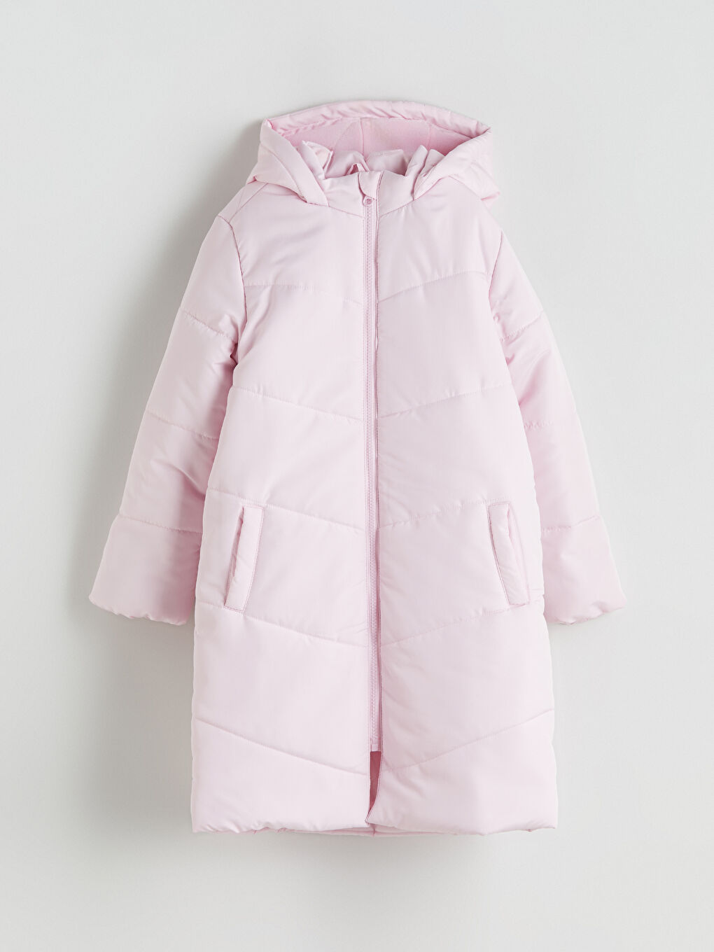 Pembe Kapüşonlu Kız Çocuk Mont