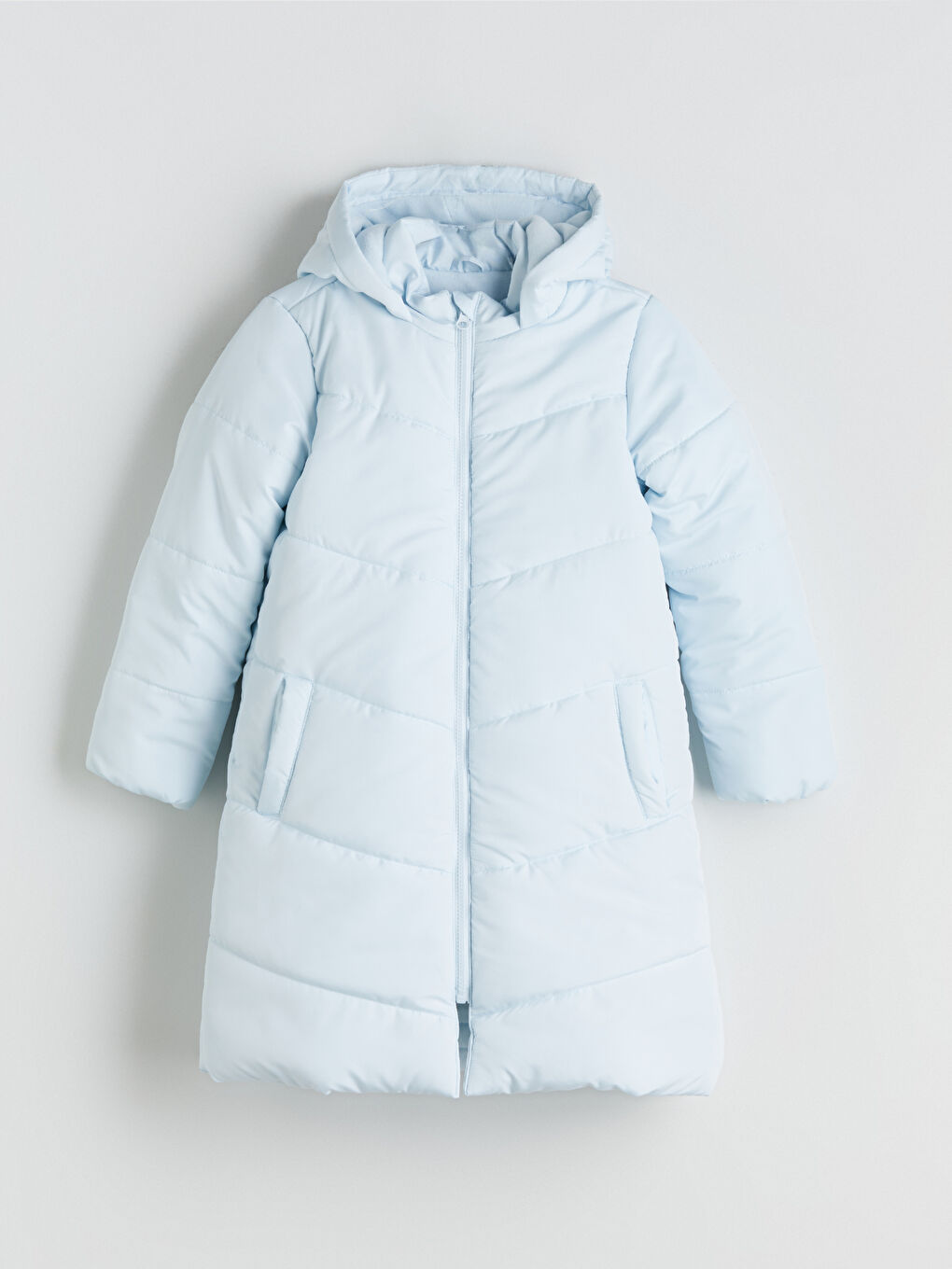 Mavi Kapüşonlu Kız Çocuk Mont
