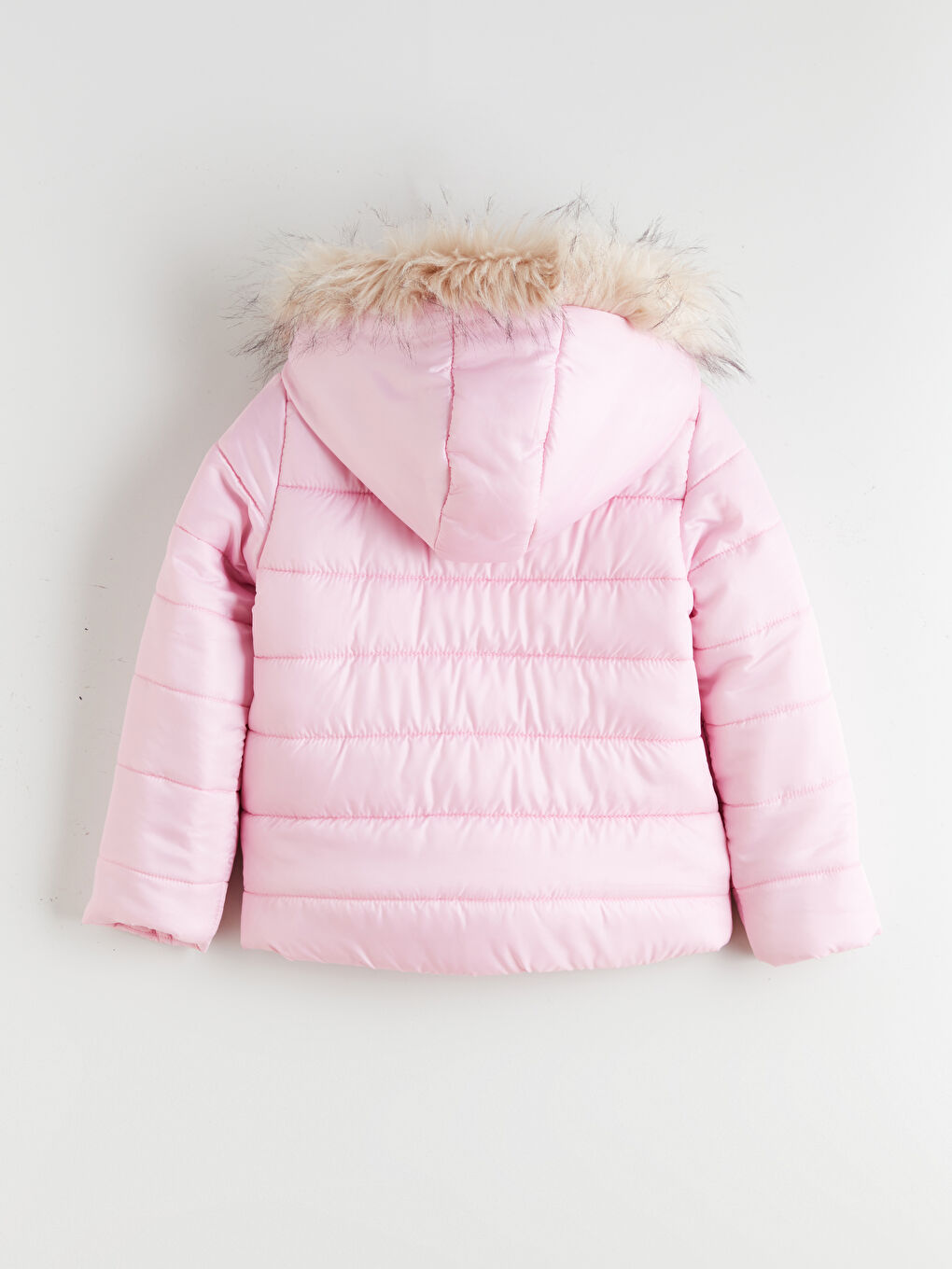 Pembe Kapüşonlu Kız Çocuk Şişme Mont-3