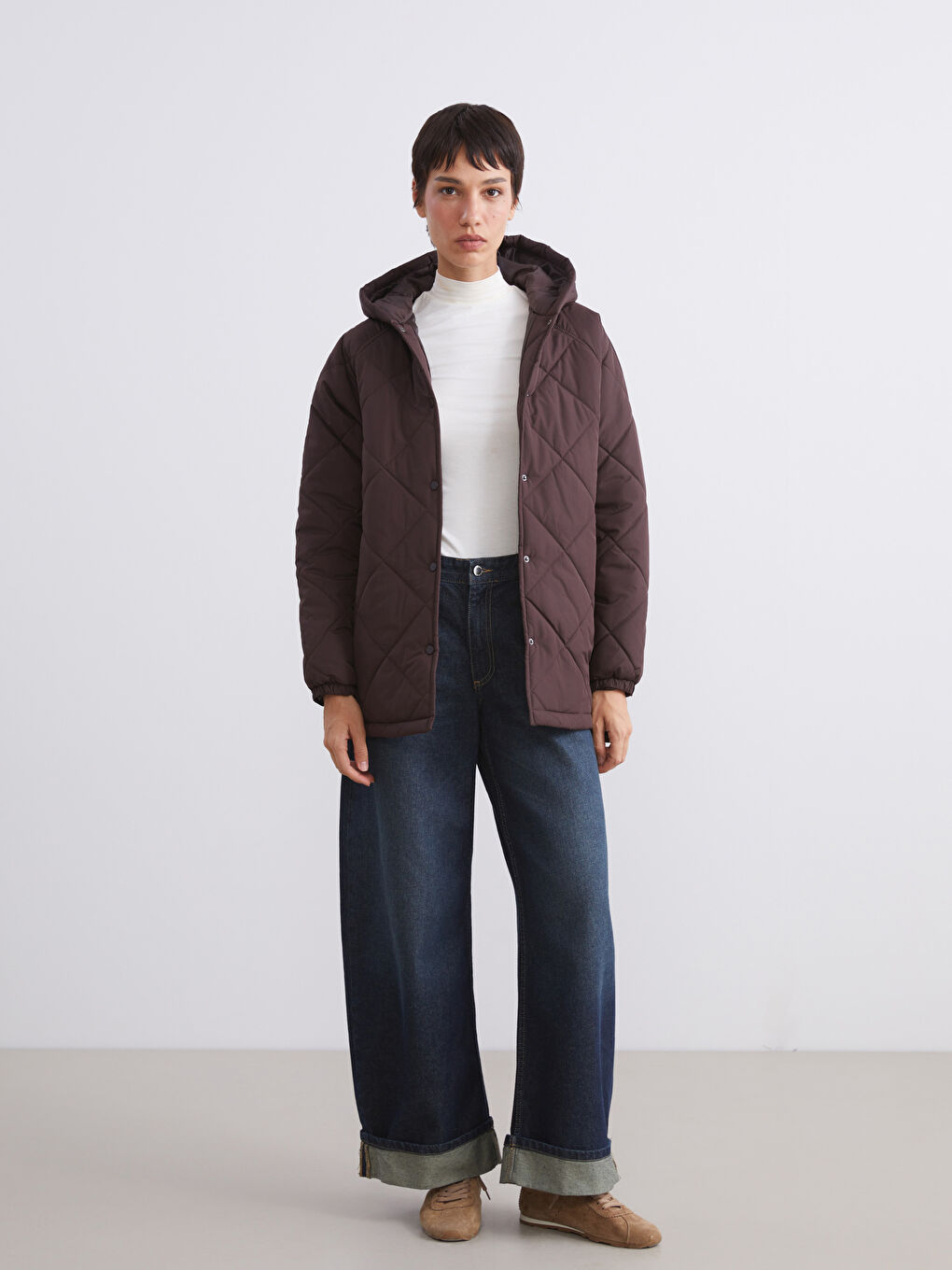 Hooded Quilted Women's Puffer Coat-1